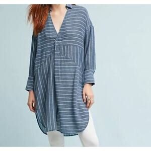 Akemi + Kin medium blue striped wool-blend oversized tunic top
